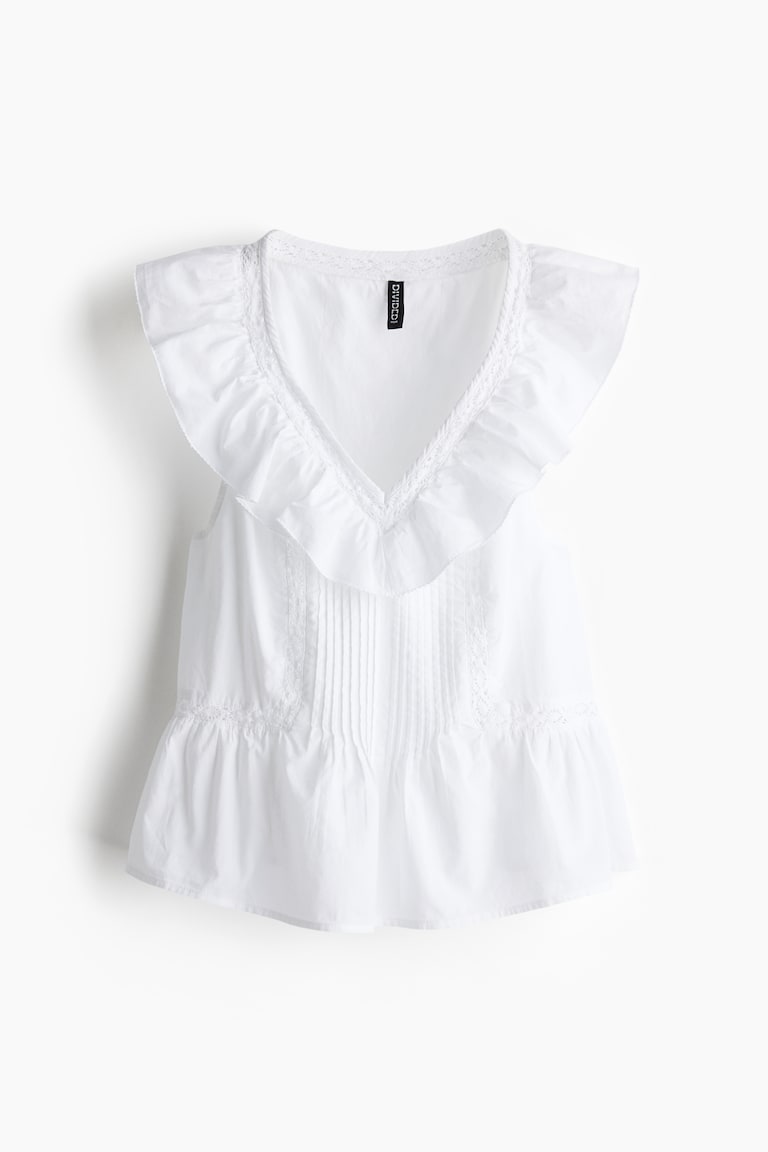 H&M Baumwolltop mit Volant Rabatte dieses Monats