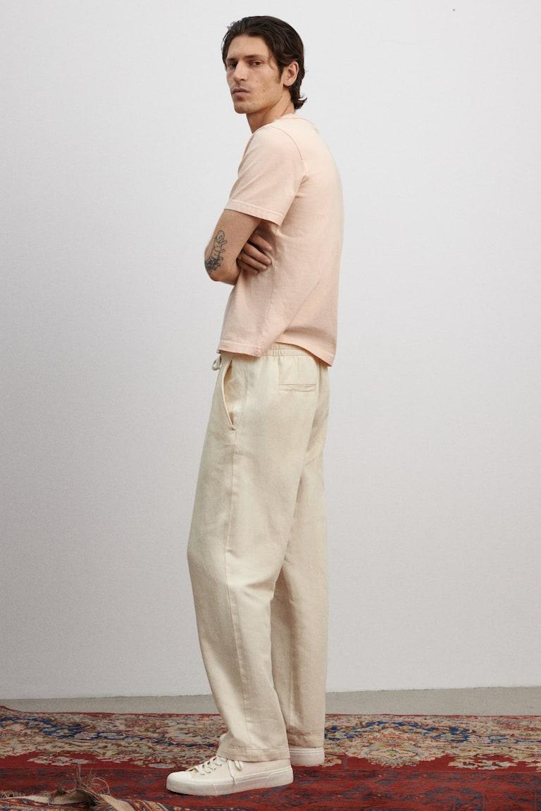 H&M Hose aus Leinen in Relaxed Fit Nur noch ein Tag übrig