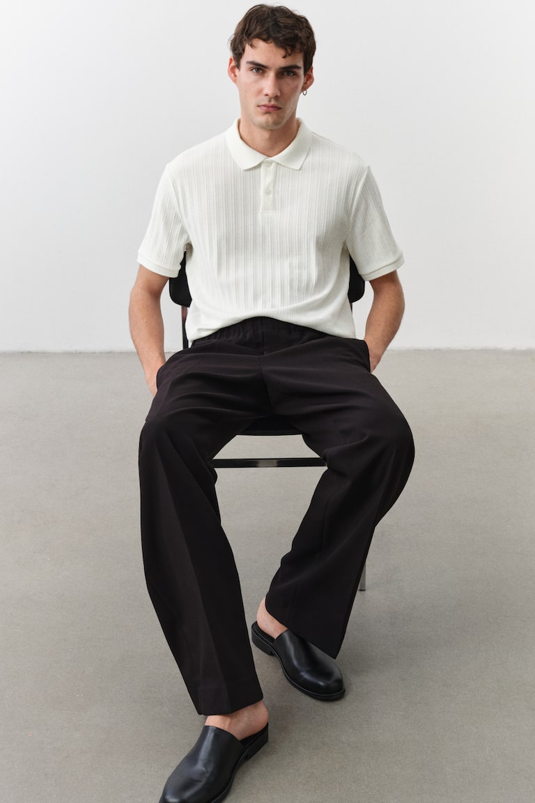 H&M Poloshirt aus Strukturjersey in Slim Fit Lagerräumung