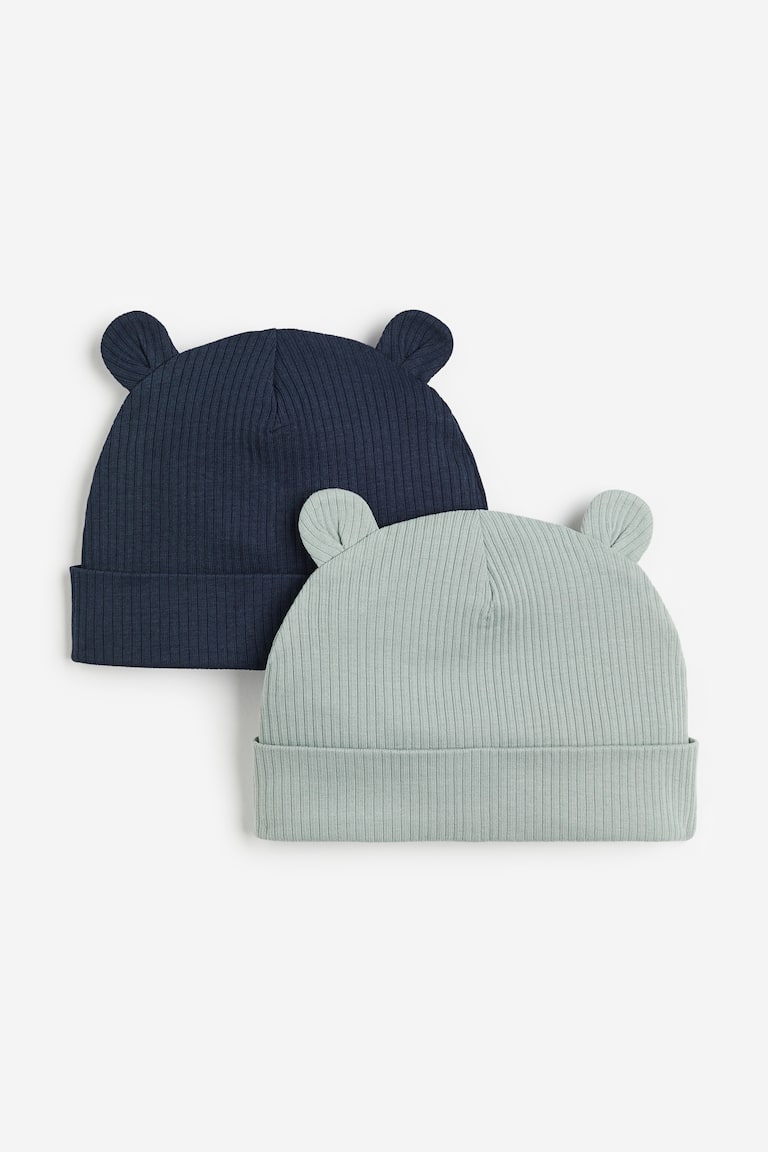 H&M 2er-Pack Gerippte Beanies mit Ohren 50% Rabatt für begrenzte Zeit