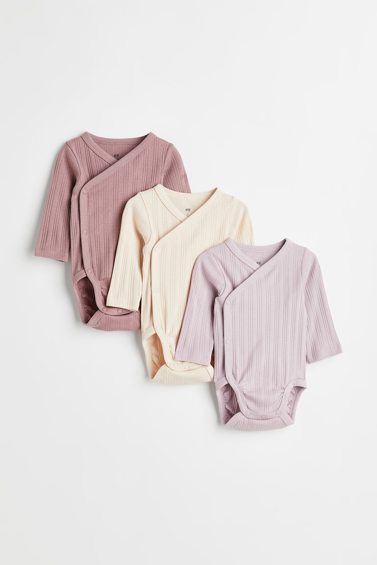 H&M 3er-Pack Gerippte Wickelbodys Günstiger Verkauf
