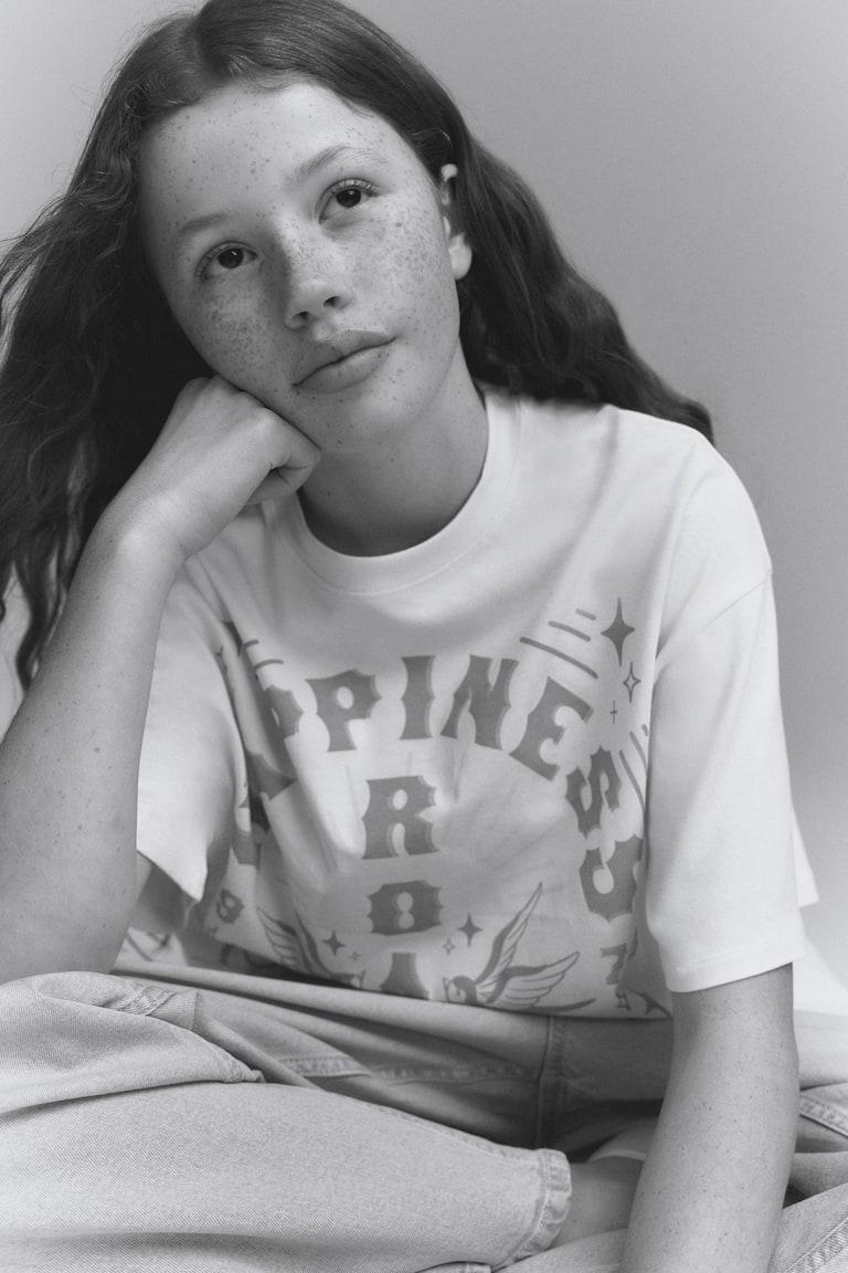 H&M Oversized Baumwoll-T-Shirt Schlussverkauf