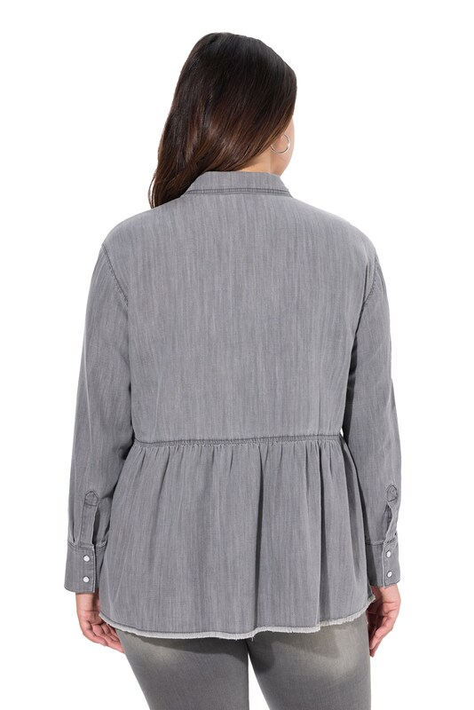 Ulla Popken Ulla Popken Bluse in Grey Denim Neueste Mode