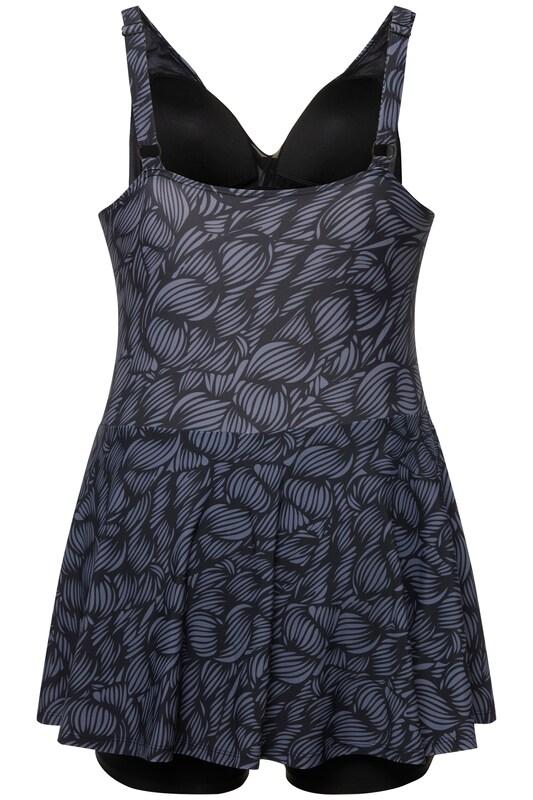 Ulla Popken Ulla Popken Bustier Badeanzugkleid in Grau Schwarz Online Outlet