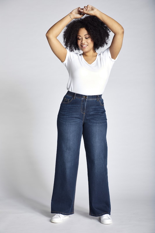 Ulla Popken Ulla Popken Wide Leg Jeans in Dunkelblau Exklusive Angebote