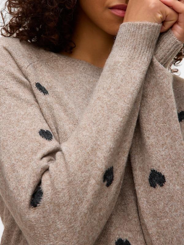 VERO MODA VERO MODA Pullover 'VMDOFFY INTARSIA' in Taupe Saisonschlussverkauf