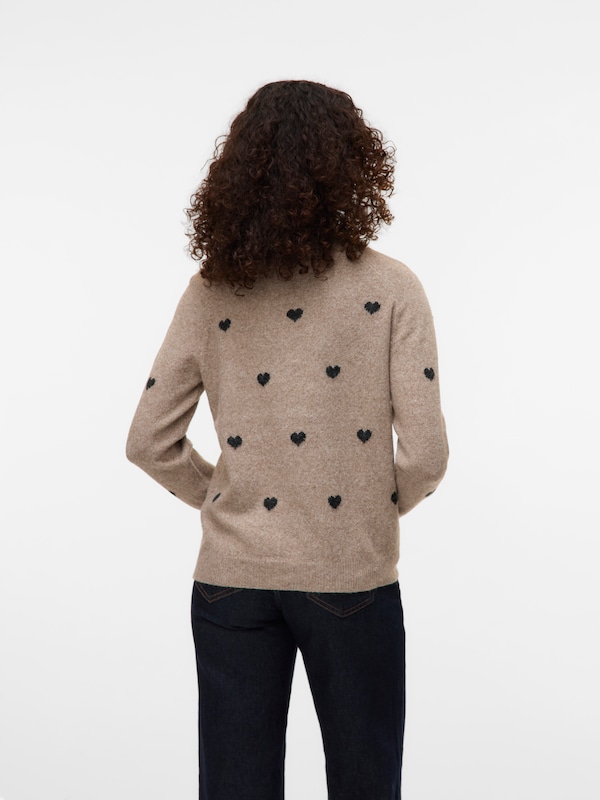 VERO MODA VERO MODA Pullover 'VMDOFFY INTARSIA' in Taupe Saisonschlussverkauf