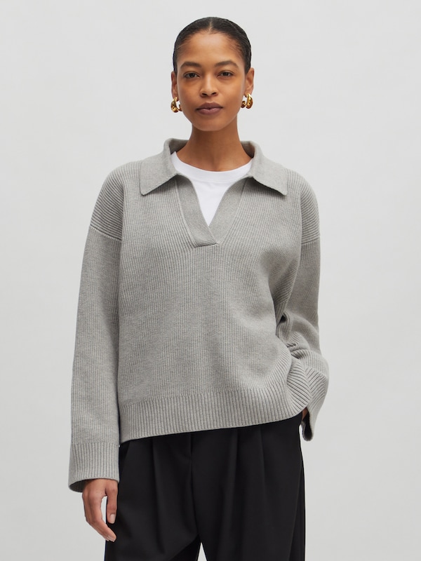 EDITED EDITED Pullover 'Taria' (GRS) in Graumeliert Fabrikverkauf