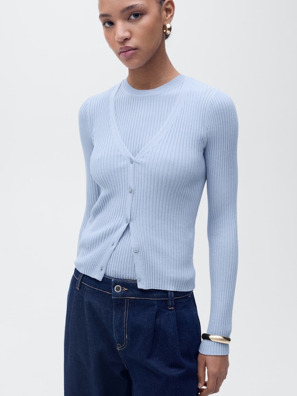 MANGO MANGO Strickjacke 'BUGAMBI' in Hellblau Neuheiten