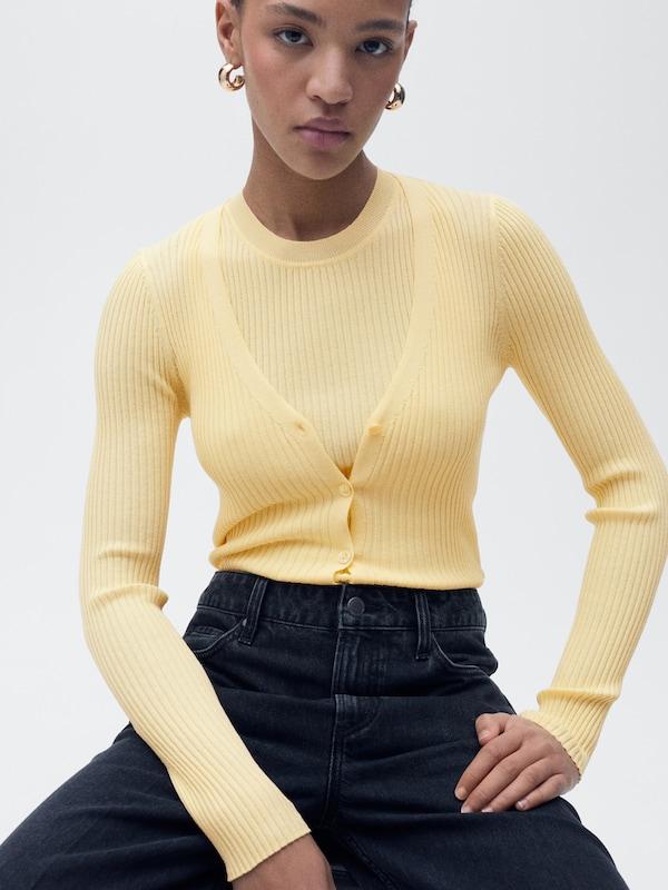 MANGO MANGO Strickjacke 'BUGAMBI' in Gelb Tiefpreis