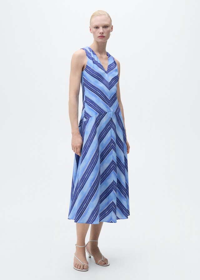 Mango Ausgestelltes Kleid mit Streifen Speichern exportieren