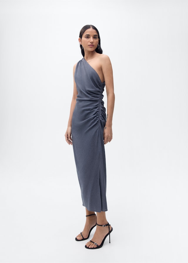 Mango Asymmetrisches Kleid mit gerafften Details Black Friday Preise