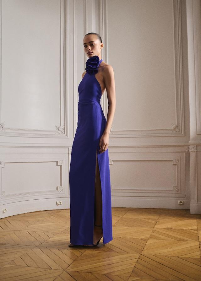 Mango Halterkleid mit Blumenschmuck Online