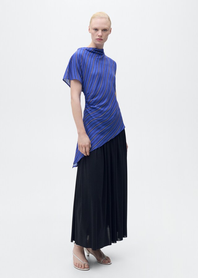 Mango Asymmetrische Bluse mit Streifenmuster Outlet