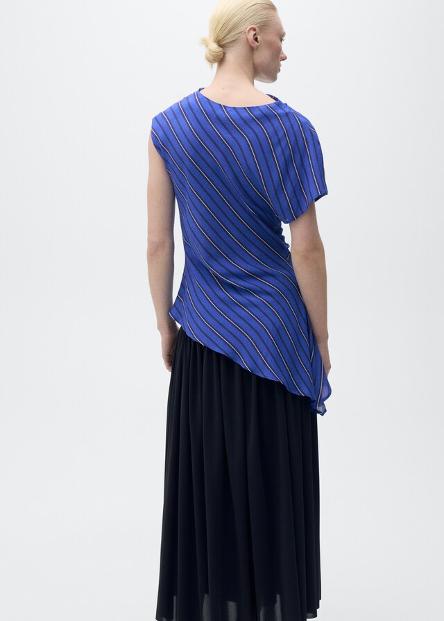 Mango Asymmetrische Bluse mit Streifenmuster Outlet