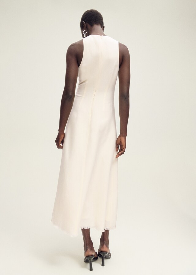 Mango Leinenkleid mit ausgefranstem Saum Verkauf