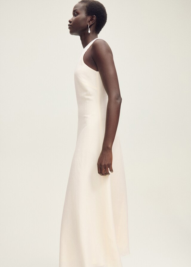 Mango Leinenkleid mit ausgefranstem Saum Verkauf