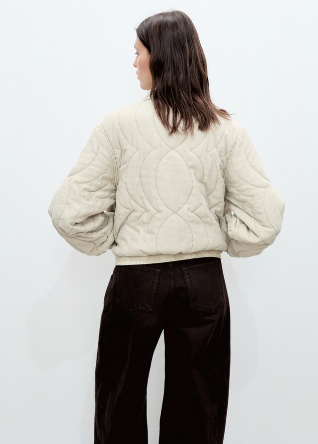 Mango Steppjacke mit Blumenstickerei Schlussverkauf