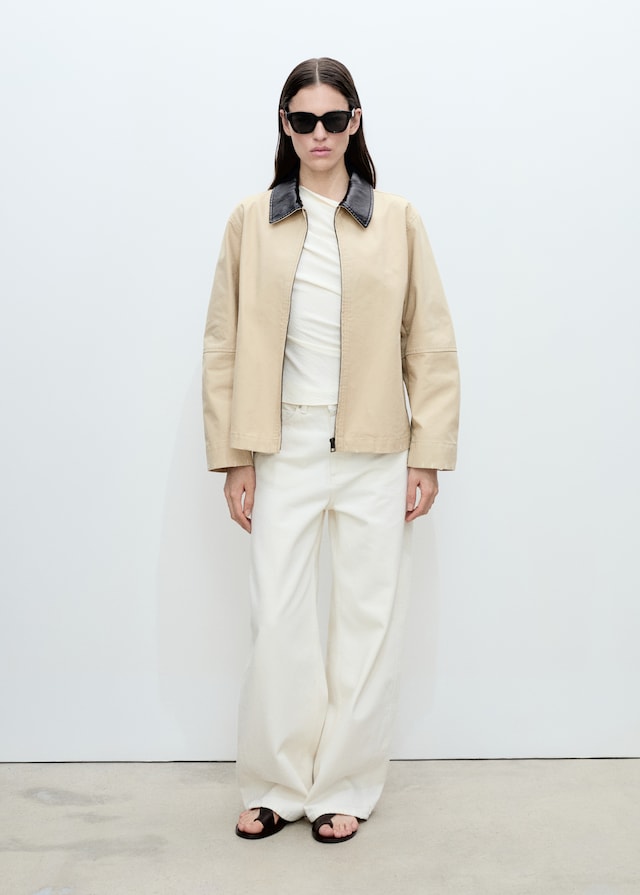 Mango Baumwolljacke mit Kontrastkragen Meist gekauft
