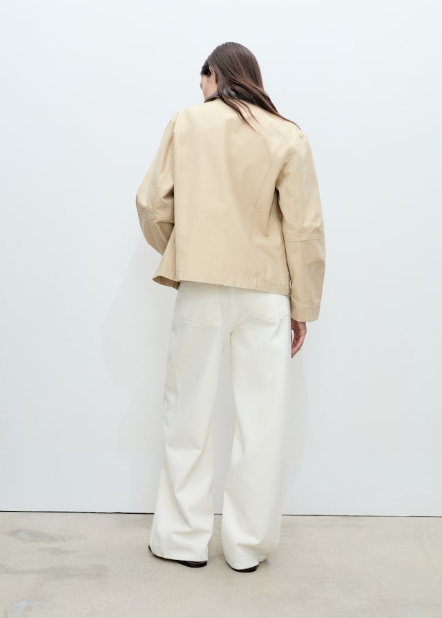 Mango Baumwolljacke mit Kontrastkragen Meist gekauft