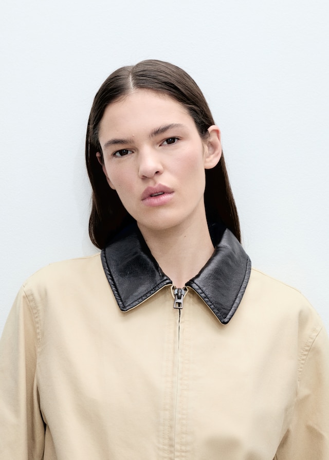 Mango Baumwolljacke mit Kontrastkragen Meist gekauft