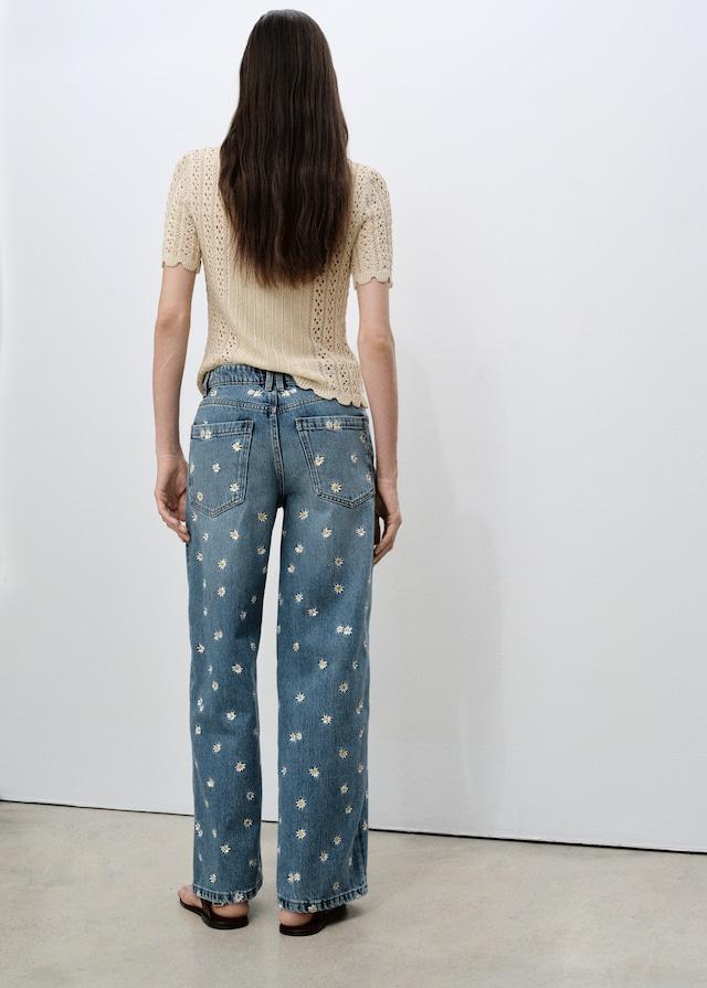 Mango Jeans wideleg mit Blumenstickerei Fabrik Onlineshop