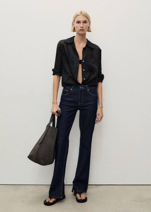 Mango Flared-Rinse-Wash-Jeans mit Schlitzen Fabrikpreis