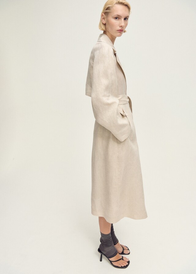 Mango Leinen-Trenchcoat mit markantem Reverskragen Flash Sale