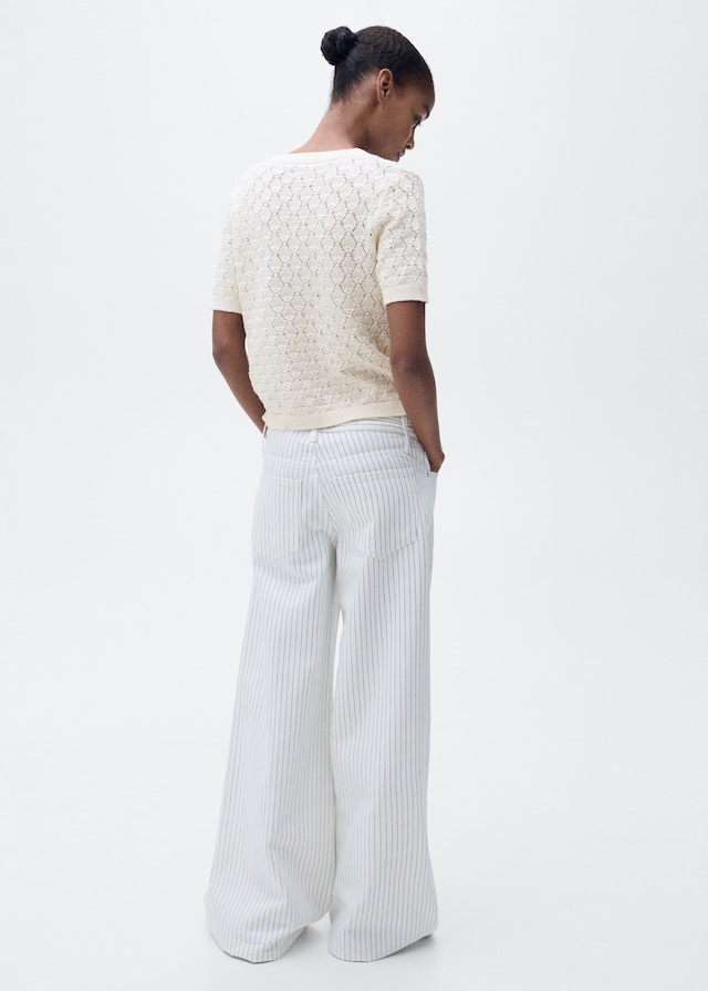 Mango Kurzärmliger Cardigan mit Lochmuster Vatertagsangebot