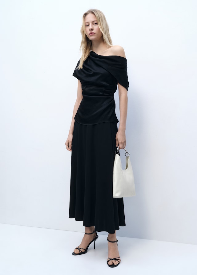 Mango Drapierte Kurzarmbluse Neueste Mode
