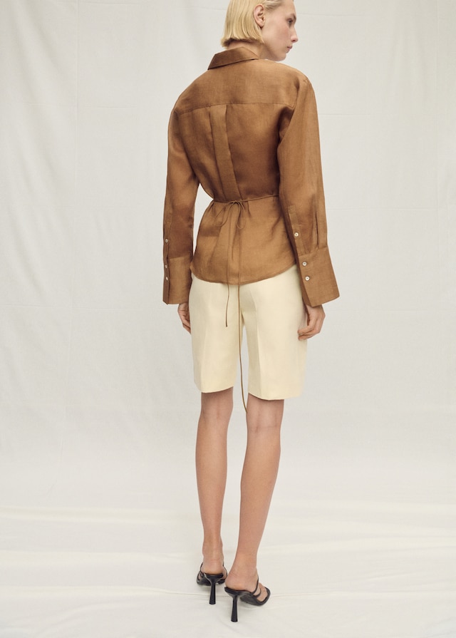 Mango Ramie-Hemd mit asymmetrischem Saum Exklusive Angebote