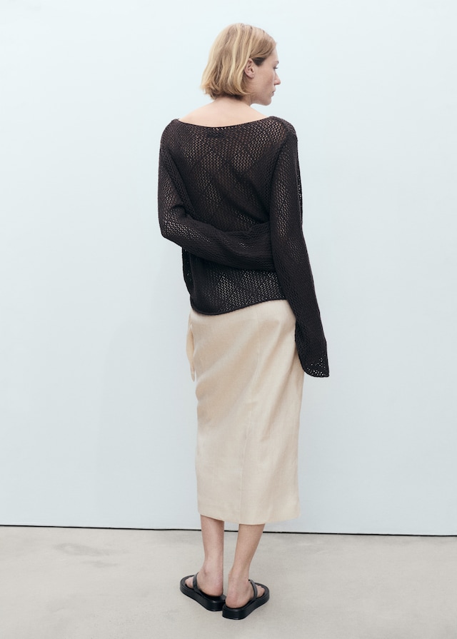 Mango Sarong-Rock aus Leinen Super Sparpreis
