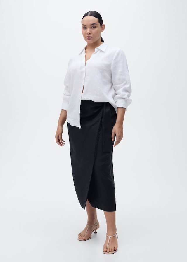 Mango Sarong-Rock aus Leinen Letzte 3 Tage
