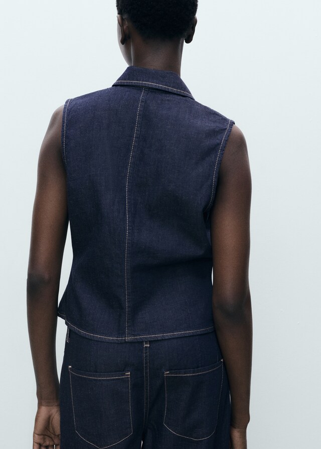 Mango Tailliertes Denim-Top Sonderangebot der Fabrik