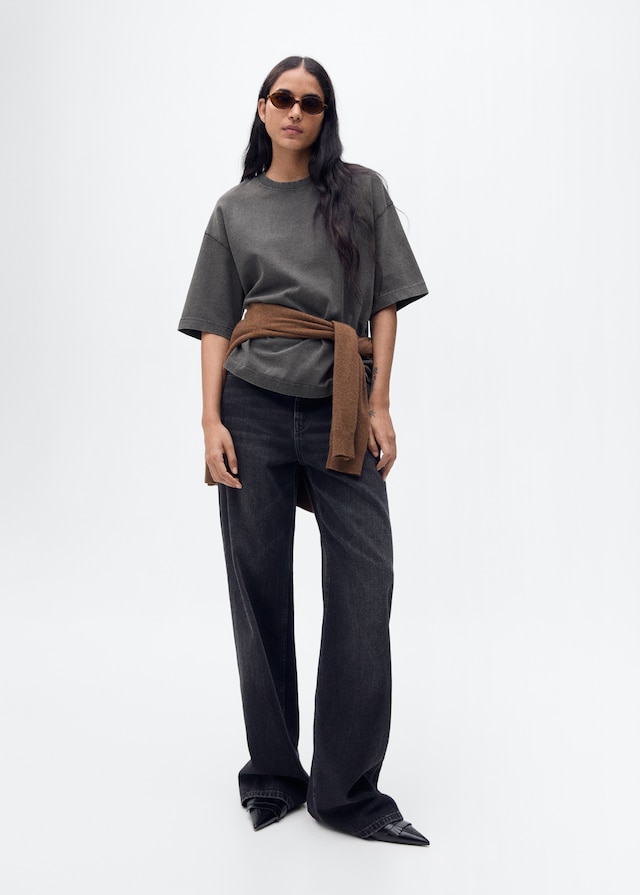 Mango Oversize Baumwoll-T-Shirt Kostenloser Versand international
