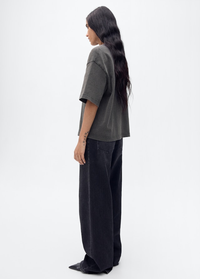 Mango Oversize Baumwoll-T-Shirt Kostenloser Versand international