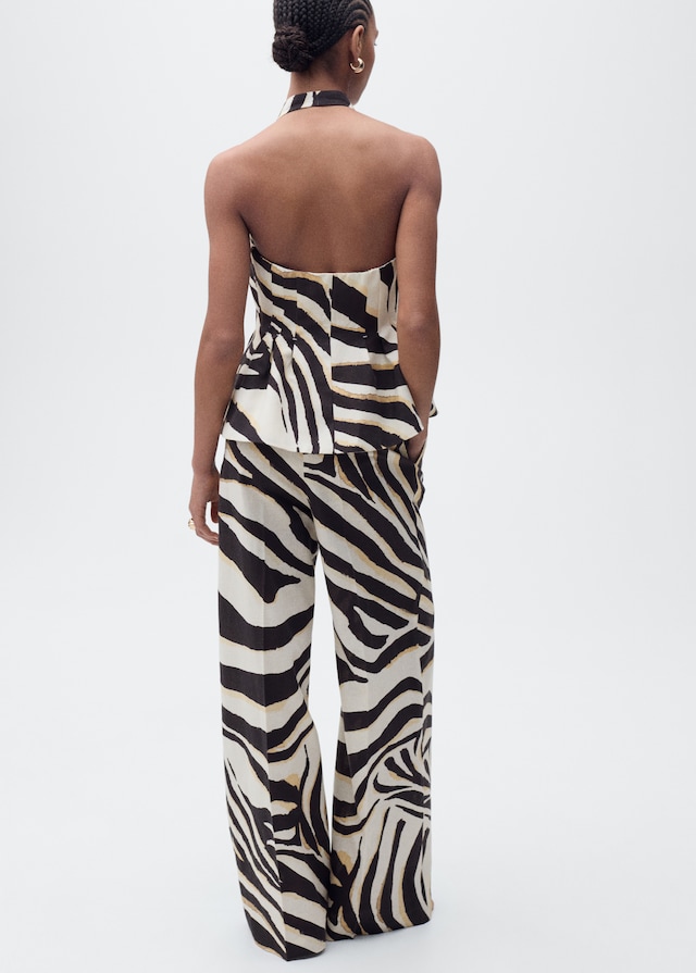 Mango Weste aus Leinengemisch mit Zebra-Motiv Black Friday Preise