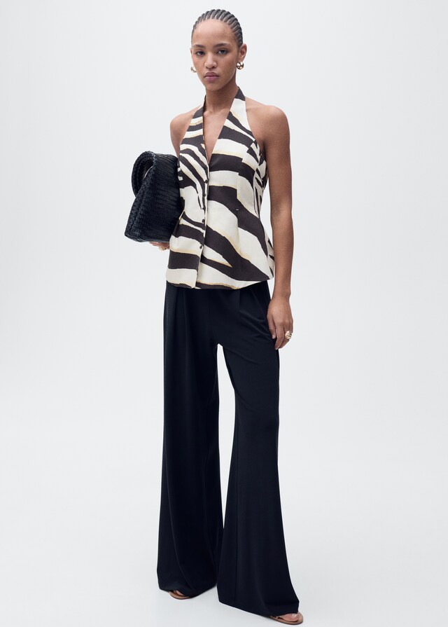 Mango Weste aus Leinengemisch mit Zebra-Motiv Black Friday Preise