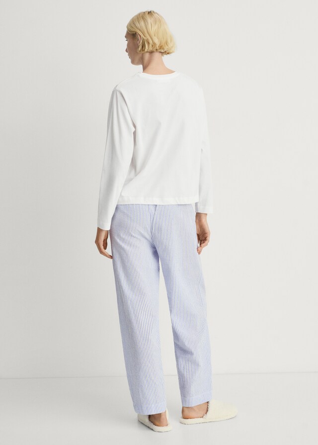 Mango Zweiteiliger Pyjama mit Streifen aus Seersucker Fabrik Onlineshop