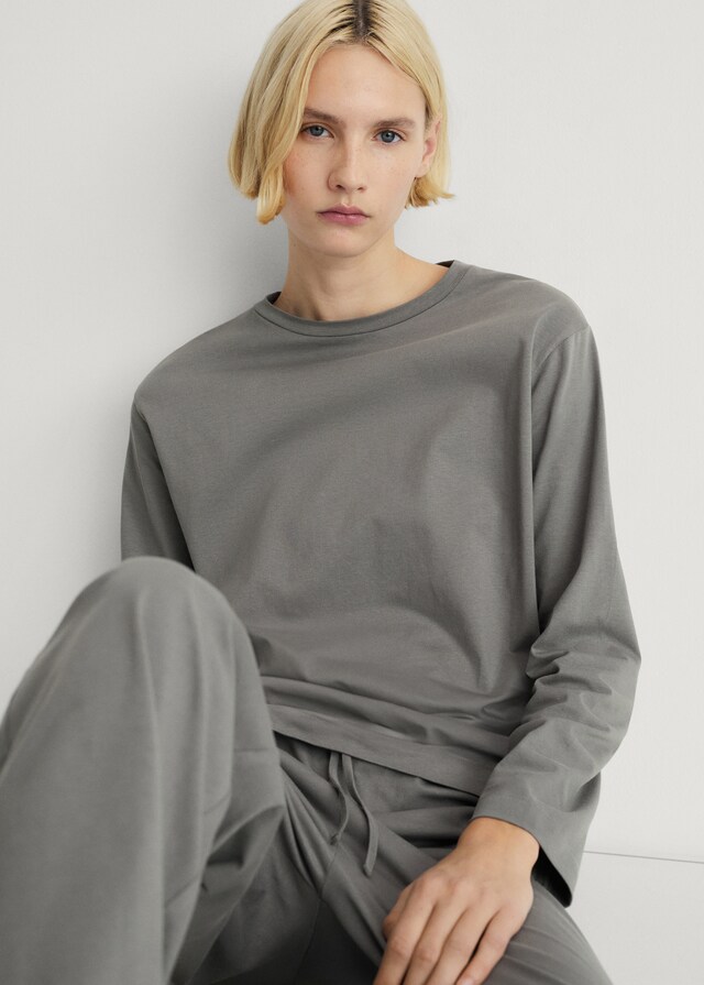 Mango Pyjama zwei Teile Baumwolle schlichtes Design Günstig kaufen