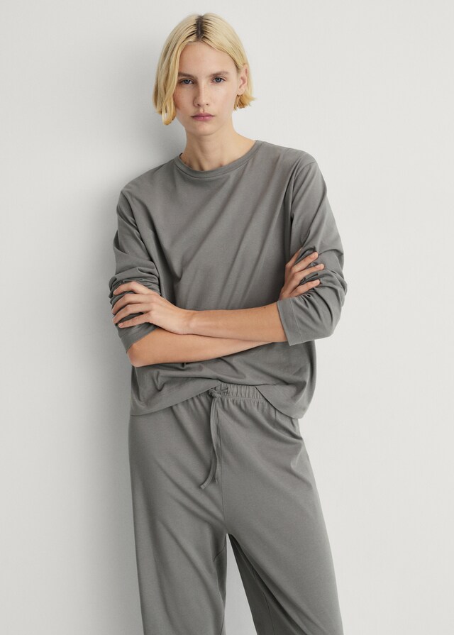 Mango Pyjama zwei Teile Baumwolle schlichtes Design Günstig kaufen