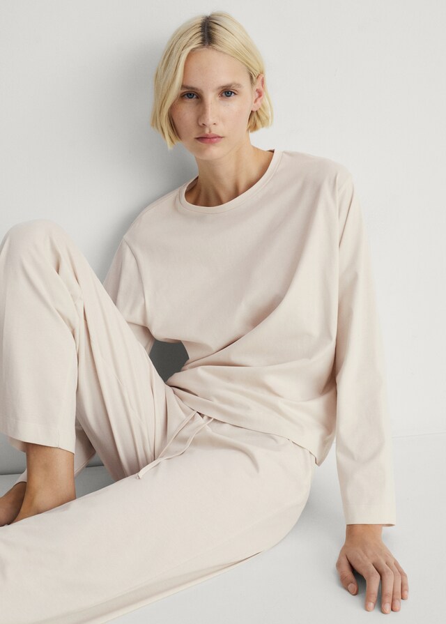 Mango Pyjama zwei Teile Baumwolle schlichtes Design Versandkostenfrei