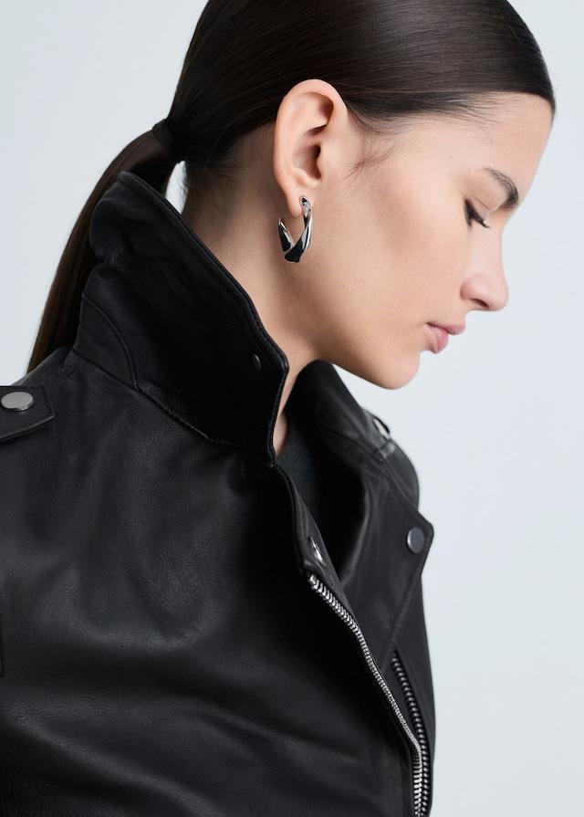 Mango Bikerjacke aus Leder Großer Ausverkauf