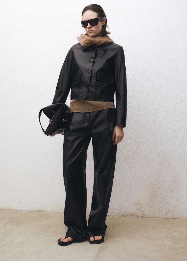 Mango Lederjacke mit Knöpfen Flash Sale