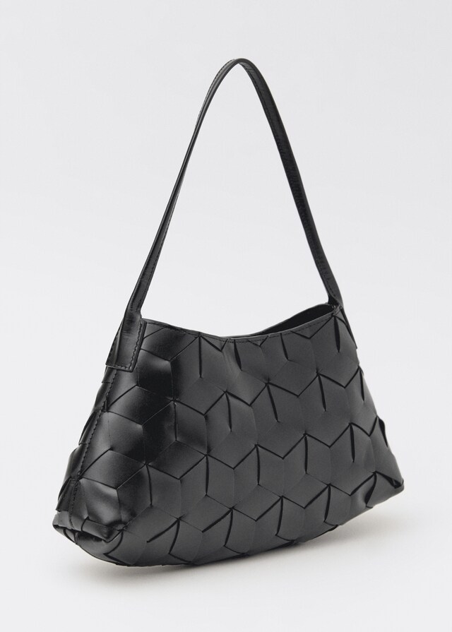 Mango Schultertasche aus Leder in Flecht-Optik Osterangebot