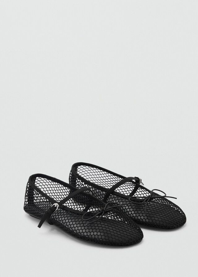 Mango Mesh-Ballerina mit Schnallenriemen Zeitlich begrenztes Angebot