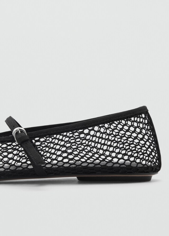 Mango Mesh-Ballerina mit Schnallenriemen Zeitlich begrenztes Angebot