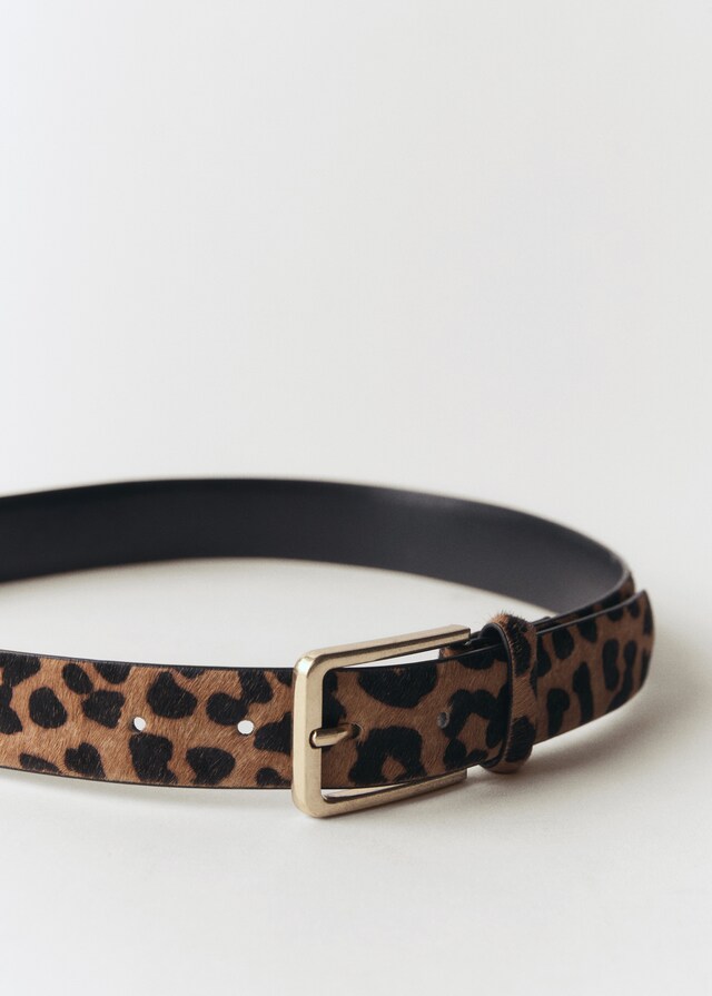 Mango Ledergürtel mit Leopardenfelleffekt Kostenlose Rückgabe