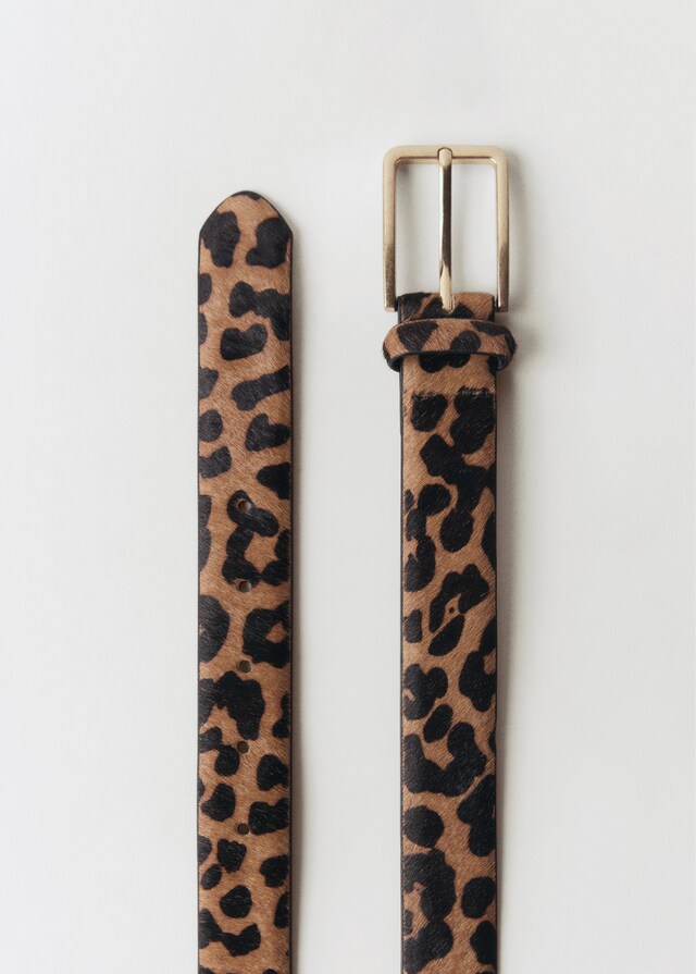 Mango Ledergürtel mit Leopardenfelleffekt Kostenlose Rückgabe