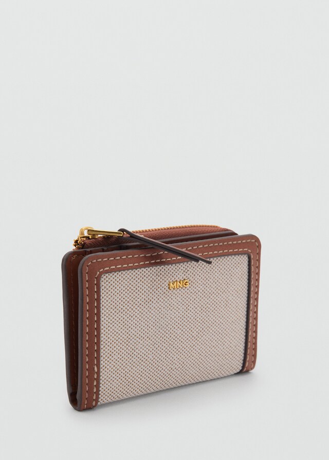 Mango Brieftasche mit Klappe aus kontrastierendem Canvas Begrenzte Freigabe